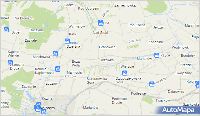 mapa Jeżówka gmina Wolbrom, Jeżówka gmina Wolbrom na mapie Targeo