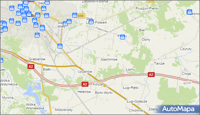 mapa Joachimów, Joachimów na mapie Targeo