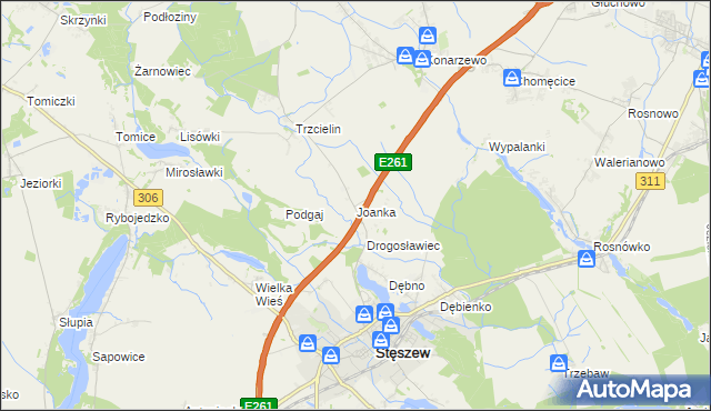 mapa Joanka gmina Dopiewo, Joanka gmina Dopiewo na mapie Targeo