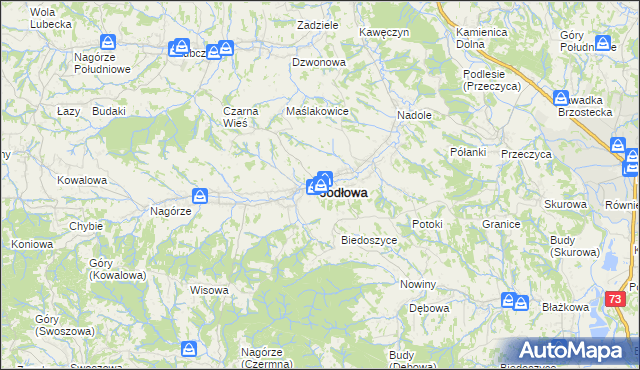 mapa Jodłowa, Jodłowa na mapie Targeo