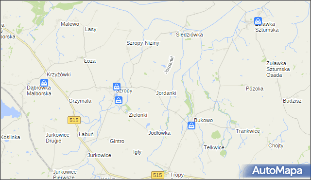 mapa Jordanki, Jordanki na mapie Targeo