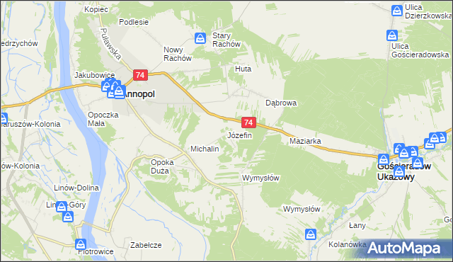 mapa Józefin gmina Annopol, Józefin gmina Annopol na mapie Targeo
