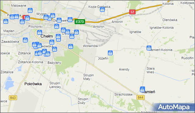 mapa Józefin gmina Kamień, Józefin gmina Kamień na mapie Targeo