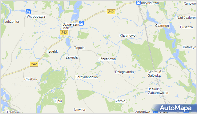 mapa Józefinowo gmina Łobżenica, Józefinowo gmina Łobżenica na mapie Targeo