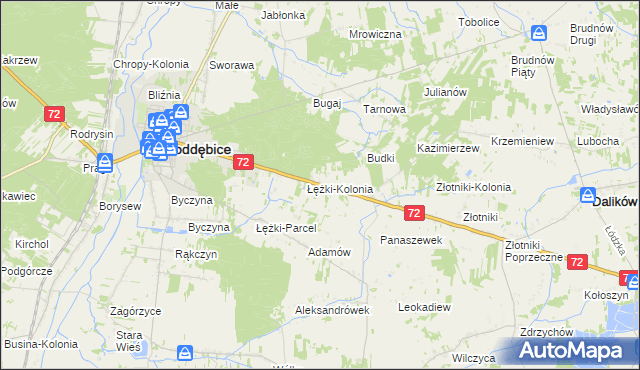 mapa Józefka gmina Poddębice, Józefka gmina Poddębice na mapie Targeo