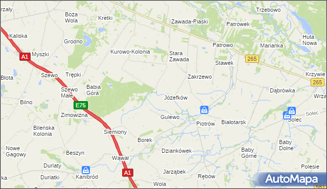 mapa Józefków gmina Gostynin, Józefków gmina Gostynin na mapie Targeo