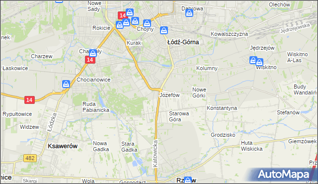 mapa Józefów gmina Łódź, Józefów gmina Łódź na mapie Targeo
