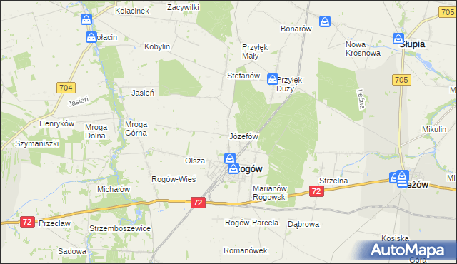 mapa Józefów gmina Rogów, Józefów gmina Rogów na mapie Targeo
