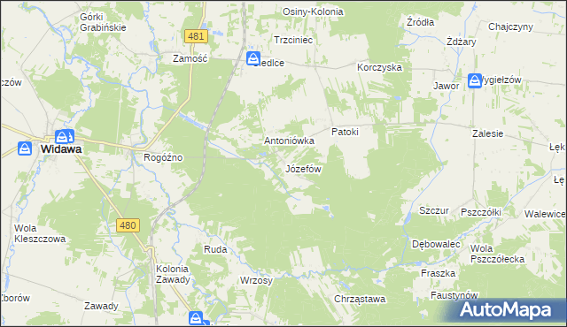 mapa Józefów gmina Widawa, Józefów gmina Widawa na mapie Targeo