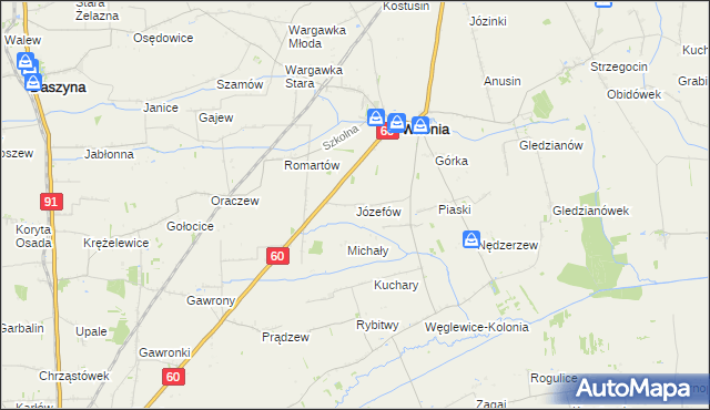 mapa Józefów gmina Witonia, Józefów gmina Witonia na mapie Targeo