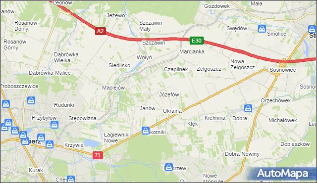 mapa Józefów gmina Zgierz, Józefów gmina Zgierz na mapie Targeo
