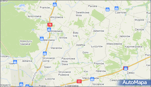 mapa Józefów gmina Zwoleń, Józefów gmina Zwoleń na mapie Targeo