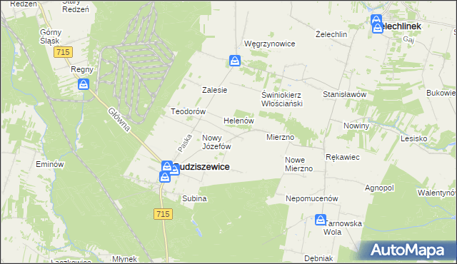 mapa Józefów Stary gmina Budziszewice, Józefów Stary gmina Budziszewice na mapie Targeo