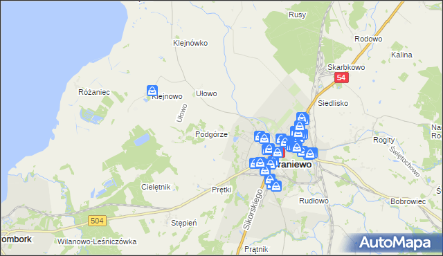 mapa Józefowo gmina Braniewo, Józefowo gmina Braniewo na mapie Targeo