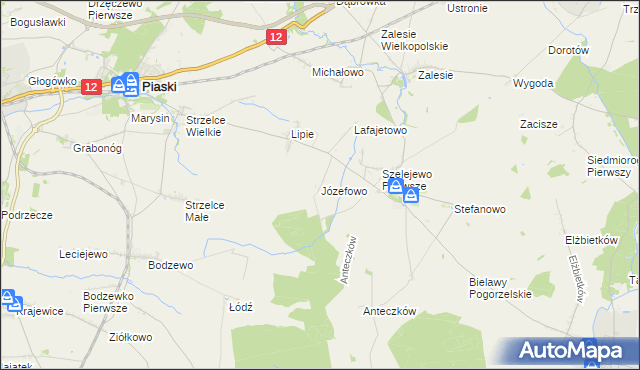 mapa Józefowo gmina Piaski, Józefowo gmina Piaski na mapie Targeo