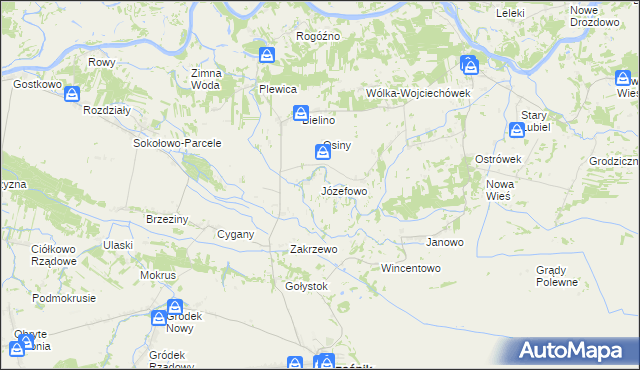 mapa Józefowo gmina Rząśnik, Józefowo gmina Rząśnik na mapie Targeo