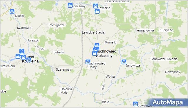 mapa Juchnowiec Górny, Juchnowiec Górny na mapie Targeo