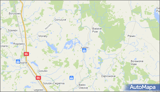 mapa Judziki gmina Olecko, Judziki gmina Olecko na mapie Targeo