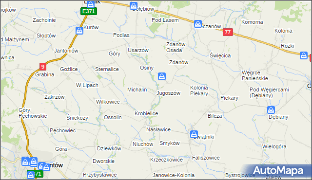 mapa Jugoszów, Jugoszów na mapie Targeo