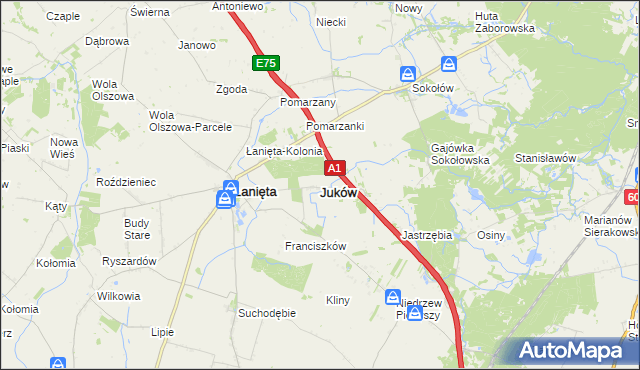 mapa Juków, Juków na mapie Targeo