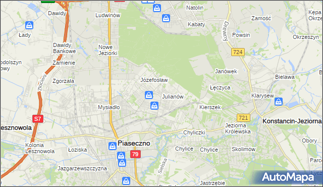 mapa Julianów gmina Piaseczno, Julianów gmina Piaseczno na mapie Targeo