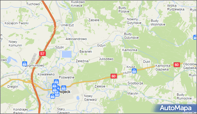 mapa Juliszewo, Juliszewo na mapie Targeo