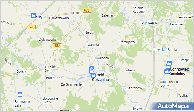 mapa Juraszki, Juraszki na mapie Targeo