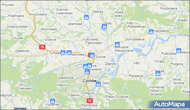 mapa Jurków gmina Czchów, Jurków gmina Czchów na mapie Targeo