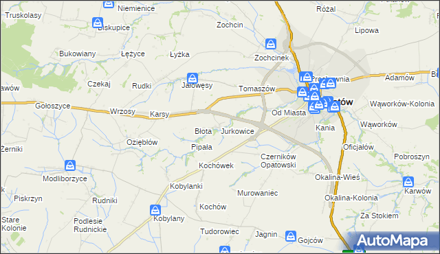 mapa Jurkowice gmina Opatów, Jurkowice gmina Opatów na mapie Targeo