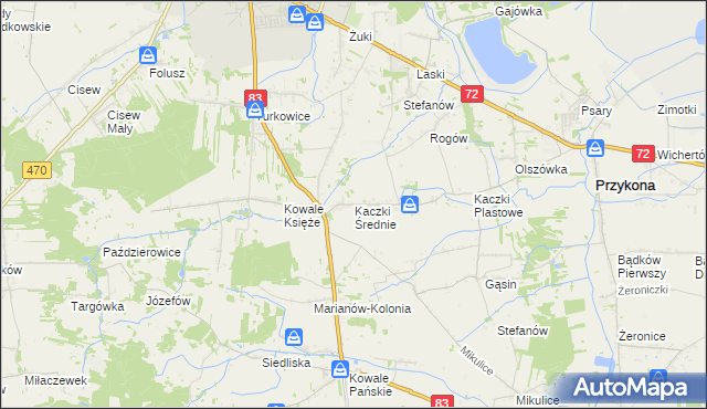 mapa Kaczki Średnie, Kaczki Średnie na mapie Targeo