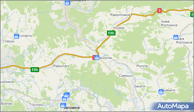 mapa Kaczorów gmina Bolków, Kaczorów gmina Bolków na mapie Targeo