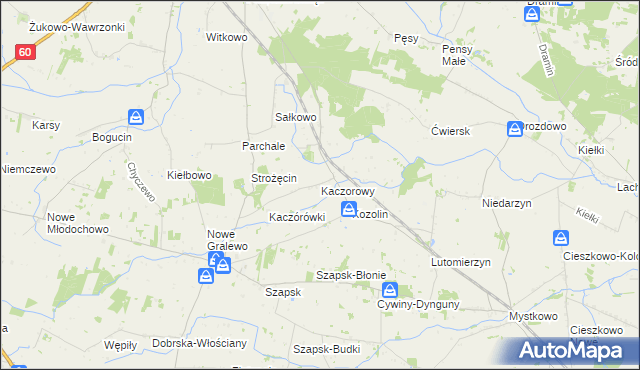 mapa Kaczorowy, Kaczorowy na mapie Targeo