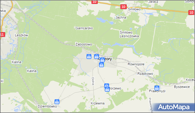 mapa Kaczory powiat pilski, Kaczory powiat pilski na mapie Targeo