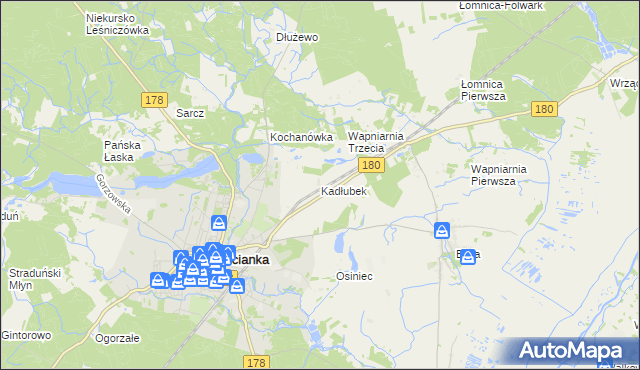 mapa Kadłubek gmina Trzcianka, Kadłubek gmina Trzcianka na mapie Targeo