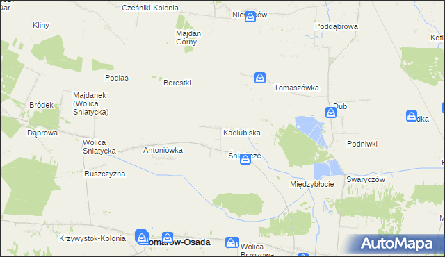 mapa Kadłubiska gmina Komarów-Osada, Kadłubiska gmina Komarów-Osada na mapie Targeo