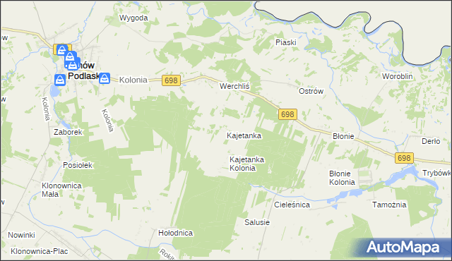 mapa Kajetanka, Kajetanka na mapie Targeo