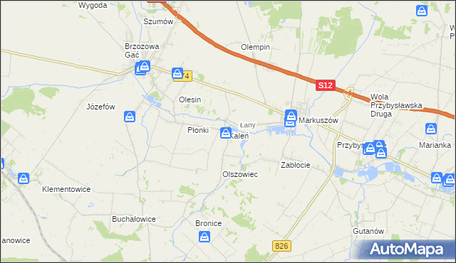 mapa Kaleń gmina Markuszów, Kaleń gmina Markuszów na mapie Targeo