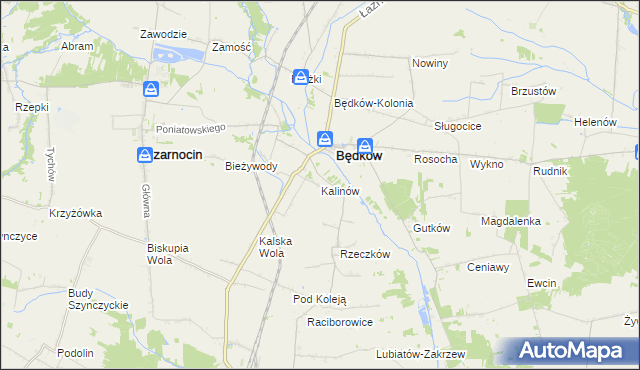 mapa Kalinów gmina Będków, Kalinów gmina Będków na mapie Targeo