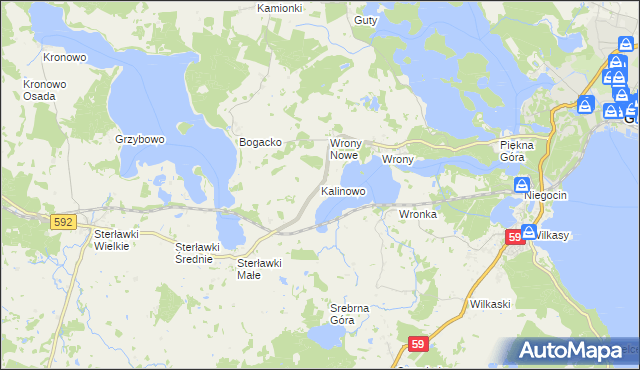 mapa Kalinowo gmina Giżycko, Kalinowo gmina Giżycko na mapie Targeo