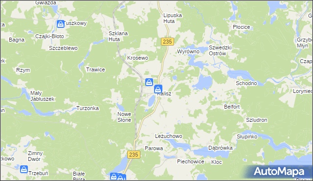 mapa Kalisz gmina Dziemiany, Kalisz gmina Dziemiany na mapie Targeo