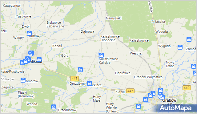 mapa Kaliszkowice Kaliskie, Kaliszkowice Kaliskie na mapie Targeo