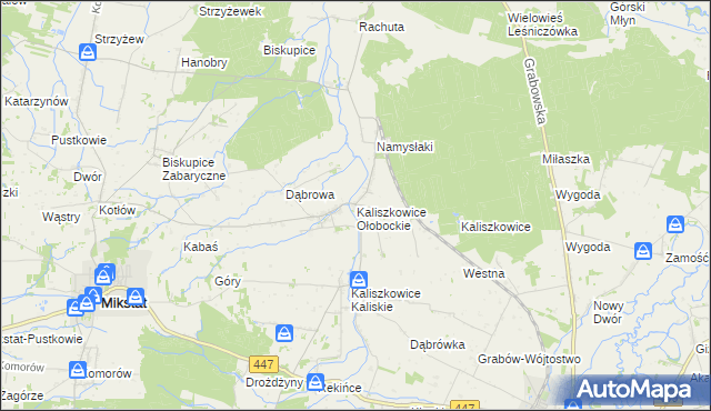 mapa Kaliszkowice Ołobockie, Kaliszkowice Ołobockie na mapie Targeo