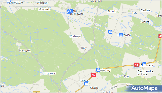 mapa Kały gmina Murów, Kały gmina Murów na mapie Targeo