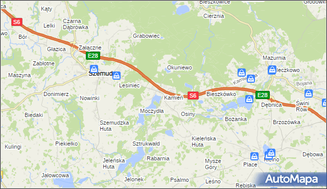 mapa Kamień gmina Szemud, Kamień gmina Szemud na mapie Targeo