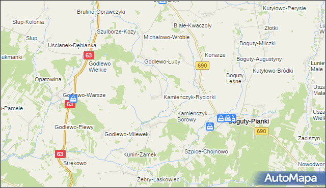 mapa Kamieńczyk-Ryciorki, Kamieńczyk-Ryciorki na mapie Targeo