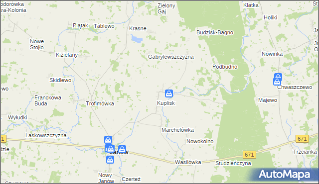 mapa Kamienica gmina Janów, Kamienica gmina Janów na mapie Targeo