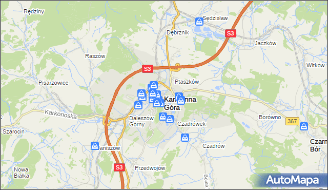 mapa Kamienna Góra, Kamienna Góra na mapie Targeo