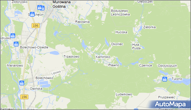 mapa Kamińsko gmina Murowana Goślina, Kamińsko gmina Murowana Goślina na mapie Targeo