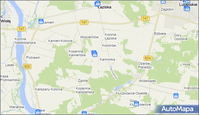 mapa Kamionka gmina Opole Lubelskie, Kamionka gmina Opole Lubelskie na mapie Targeo