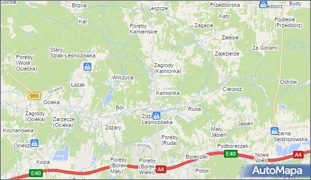 mapa Kamionka gmina Ostrów, Kamionka gmina Ostrów na mapie Targeo